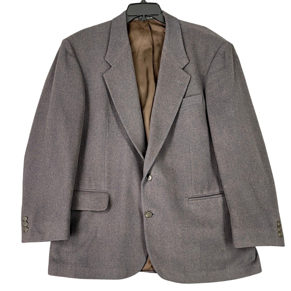 Christian Aujard Camel Hair Blend‎ Blazer Coat Men 42R Herringbone Brown